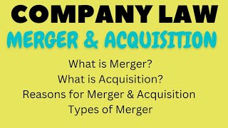 Merger amp Acquisition  Company Law [upl. by Noorah211]