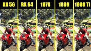 GTA 5 Nvidia 1080 TI Vs 1080 Vs 1070 Vs AMD RX 64 Vs RX 56 Frame Rate Comparison [upl. by Nesta103]