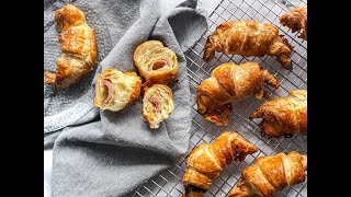 CROISSANT DE HOJALDRE con Jamón y Queso MUY FÁCIL  SABOREANDA [upl. by Euqinehs]