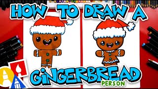 How To Draw A Gingerbread Person With Santa Hat [upl. by Islaen885]