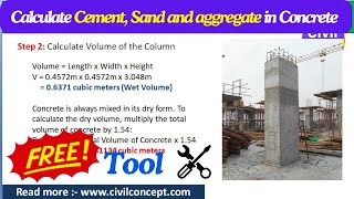 Concrete Calculation for column  Quantity of materials in concrete [upl. by Ettereve941]