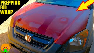 PREPPING the HOOD FOR MORE WRAP  OffRoad Build 2003 2nd Gen Honda Crv [upl. by Katzir]