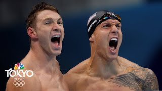 USA sets new world record to continue mens 4x100 medley relay reign  Tokyo Olympics  NBC Sports [upl. by Airotal]