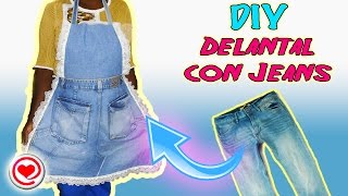 Como hacer delantal con jeans o vaqueros Reciclaje Todo en Uno [upl. by Odlanir]