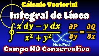 Integral de línea en circulo unitario Derivadas Parciales iguales pero Campo NO Conservativo [upl. by Caassi667]