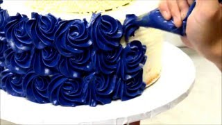 Blue Rosette Wedding Cake Tutorial  How to video [upl. by Esdnil]