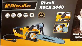 Electric chainsaw Riwall RECS 2440 2400WBAR 16quot Unboxing  Assembly Examination [upl. by Thury565]