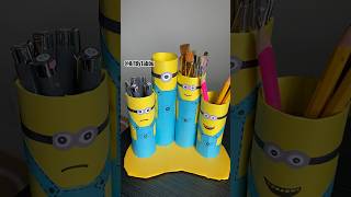 Minions Brush Holder With Tissue Rolls cardboards kidsvideo kidsactivities kidscraft minions [upl. by Ap]