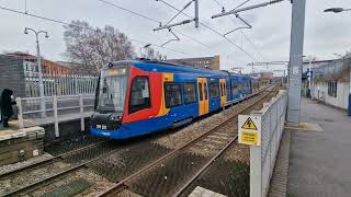 Class 399 at Rotherham Central with a Tram Train service from Parkgate to Cathedral 12124 [upl. by Albertina695]