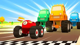 New wheels for the car The little racing car amp big monster trucks Helper cars cartoons for kids [upl. by Kirven]