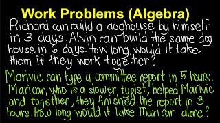 Work Problems  Algebra TagalogFilipino Math [upl. by Onileba]