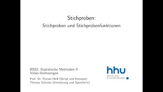 Statistik 2 62 Stichproben und Stichprobenfunktionen [upl. by Tebasile]