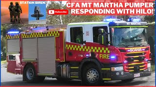 STATION SIREN CFA  Mount Martha Pumper  Responding Code 1 w Hilo  Car Fire Mount Martha [upl. by Suollecram372]