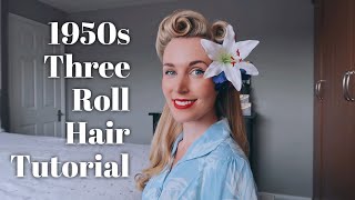 1950s Three Roll Pinup Hair Tutorial  Roll amp Go Hair Tool  Miss Beth Belle ❤️ [upl. by Eaj]