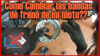 Como Cambiar Bandas de Freno de Moto  TUTORIAL cambiar zapatas de freno [upl. by Margy]