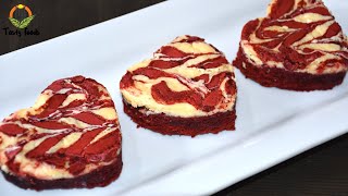 Red Velvet Cheesecake Brownies  Heart Shaped Brownies Recipe  Tasty Foods [upl. by Chi152]