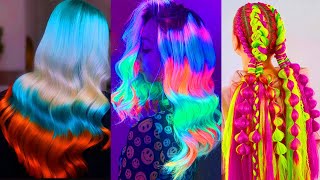 Rainbow Hair Color Best Neon Hair Colorful Transformation Trendy Summer 2020 [upl. by Javier]