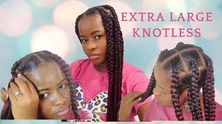 kijan pouw penyen gro tres ak alonj tankou chevew How to extra large knotless Easiest box braids [upl. by Gawen]