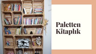 palettenkitaplıkvlogkitaplıkPALETTEN KİTAPLIK YAPIMIevdekitaplıkyapımı [upl. by Eilojne]