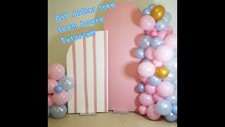 DIY Foam Board Backdrop Dollar Tree Chiara walls Balloon backdrop decorations Arch panels [upl. by Bernete170]