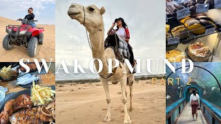 Traveling in Namibia🇳🇦  SWAKOPMUND VLOG P2 Aquarium  Camels  Quad Biking  Pink Lake 🦩 [upl. by Eimmaj998]