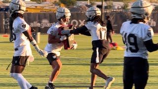 DAVANTE ADAMS SHOWS BLOCKING SKILLS W RAIDER RECEIVERS AT FINAL TRAINING CAMP SESSION [upl. by Enylorac204]