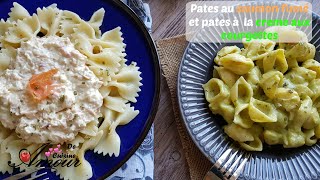 Pates au saumon fumé et pâtes à la crème aux courgettes idée de repas facile [upl. by Enyahs]