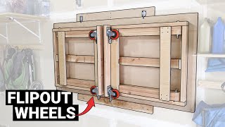 Building my 150 foldable wall mounted workbench table on wheels  Downloadable DIY plans [upl. by Pish]