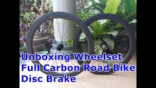 Unboxing Wheelset Full Carbon 55mm Disc Brake [upl. by Ecirtemed]