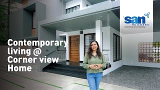 Contemporary living  Corner View Home  SAN Builders keralahomes thrissur [upl. by Yltneb331]