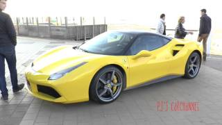 Yellow Ferrari 488 GTB  driving sounds [upl. by Anileda510]