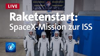 SpaceXMission zur Internationalen Raumstation ISS Raketenstart mit Kapsel quotCrew Dragonquot [upl. by Lebam]