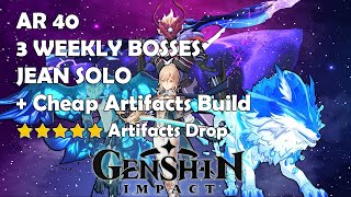 Genshin Impact AR40 Jean is all you need SOLO Weekly 3 Bosses Cheap Artifacts Build I Kytt Faciol [upl. by Annuaerb352]