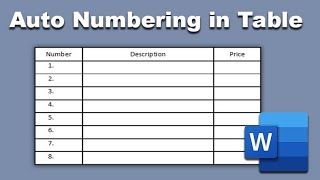 how to insert auto numbering in a Microsoft Word table [upl. by Panta]