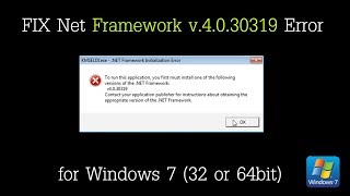 Fix Net Framework v4030319 Error Windows 7 100 [upl. by Macnamara342]