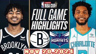 Brooklyn Nets Vs Charlotte Hornets FULL GAME Highlights Nov 202024 NBA Season 202425 [upl. by Aerdnaed]