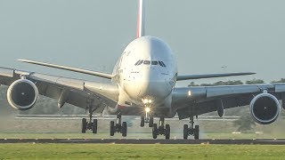 AIRBUS A380 CROSSWIND LANDING on the LEFT GEAR  BOEING 737 Go AROUND and 7 BIG PLANES 4K [upl. by Ettenel287]