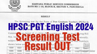 HPSC PGT English Screening Test Result OUTHPSC Result धमाकाHPSC PGTHPSC update [upl. by Munford]