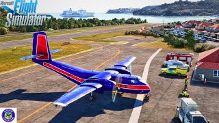 A BEAUTIFUL day for Caribbean cruise  DHC 4 Caribou to Saba Island  Stunning Views  MSFS 2020 [upl. by Ralaigh]