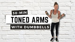 30MIN TONED ARMS Workout with Weights home workout dumbbells [upl. by Eirrej989]