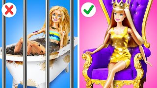 RICH GLAM vs BROKE CHIC  The Ultimate DIY Doll Makeover by 123 GO FOOD [upl. by Rosalia]