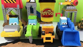 Play Doh play with CAT Construction amp Diggin rigs vehicles Dump Truck Loader Roller [upl. by Eizzo]