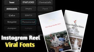 Instagram Reel Viral Fonts Capcut Video Editing  Trending Reel Editing [upl. by Atiner]