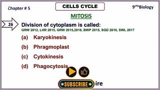 bio 9th chapter 5th important mcqs cell cycle [upl. by Adyeren]