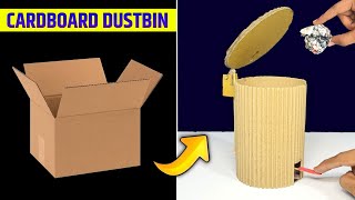 how to make dustbin  Easy homemade cardboard dustbin  best school project  DIY desk organizer [upl. by Alinna]