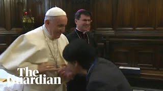 Pope Francis rebuffs worshippers trying to kiss his ring [upl. by Eisserc177]