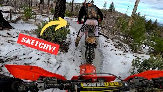 Stonyford SNOW MOTO  KTM 250 XCF Singletrack Dirtbiking [upl. by Lahcear369]