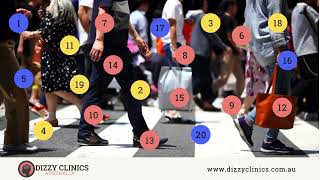 Habituation 8  Saccades with walking background video  Dizzy Clinics Australia [upl. by Ynaiffit317]