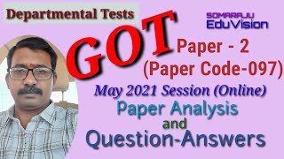 Departmental Tests  GOT PAPER 297 May 2021 Session Paper Analysis and QuestionAnswers [upl. by Irakuy]