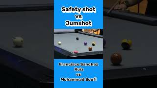 safety shot vs jumshot Francisco Sanchez Ruiz 🆚 Mohammad Soufi biliard billiards nineball short [upl. by Glennon]